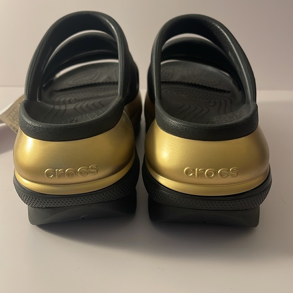 NWT Crocs Mega Crush Metallic Triple Strap Mules. Black & Gold. Size 8 - Picture 11 of 13